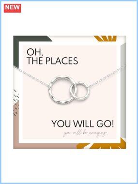 Sterling Silver Double Circle Pendant Necklace Graduation Gift